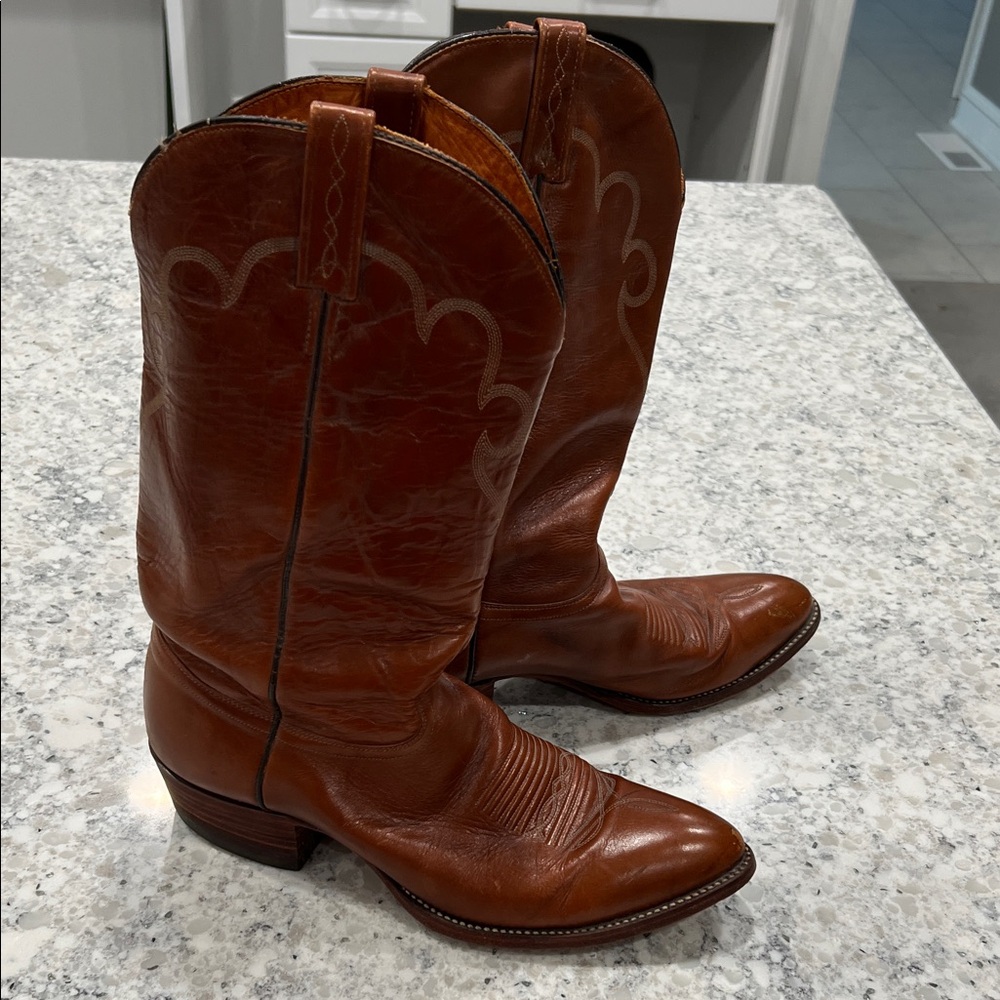 J. Chisholm Handcrafted Men's Leather Cowboy Boots Size 12 D